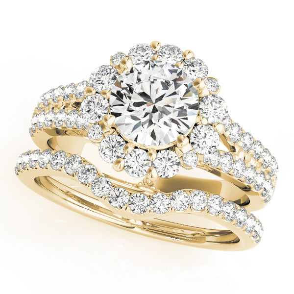 14K Yellow Gold 1 ct Diamond Halo Engagement Ring