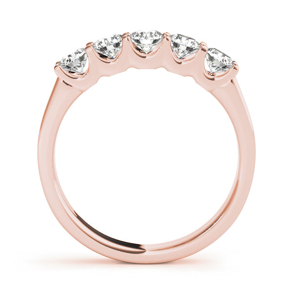18K Rose Gold 5-Stone Diamond Wedding Ring
