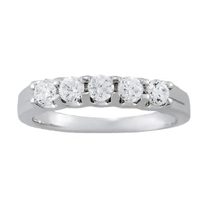 Platinum 5-Stone Round Diamond Wedding Band