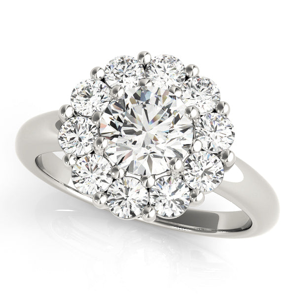 14K White Gold Diamond Halo Engagement Ring 2ctw
