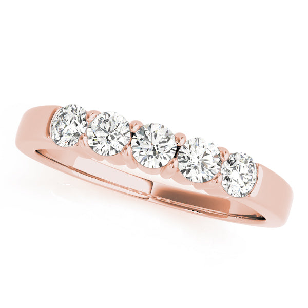 14K Rose Gold 5-Stone Diamond Wedding Ring