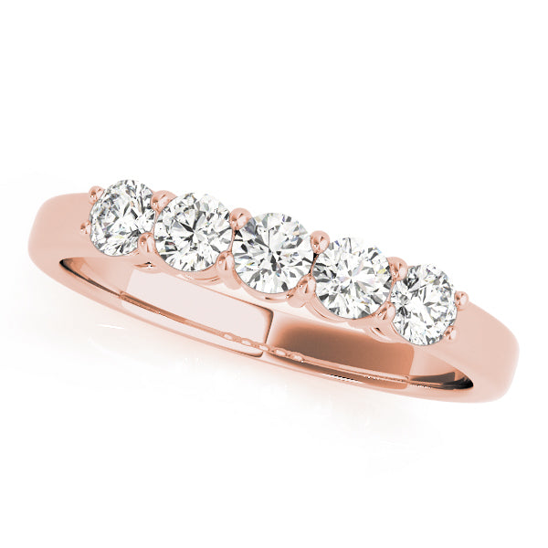 18K Rose Gold 5-Stone Diamond Wedding Ring