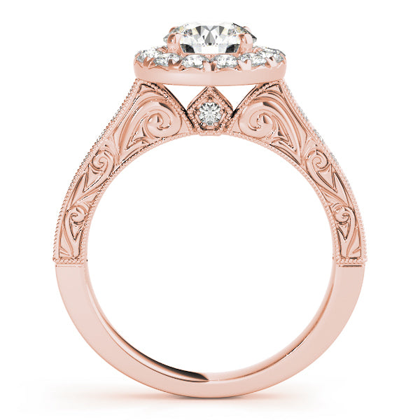 14K Rose Gold 1 ct Diamond Halo Engagement Ring