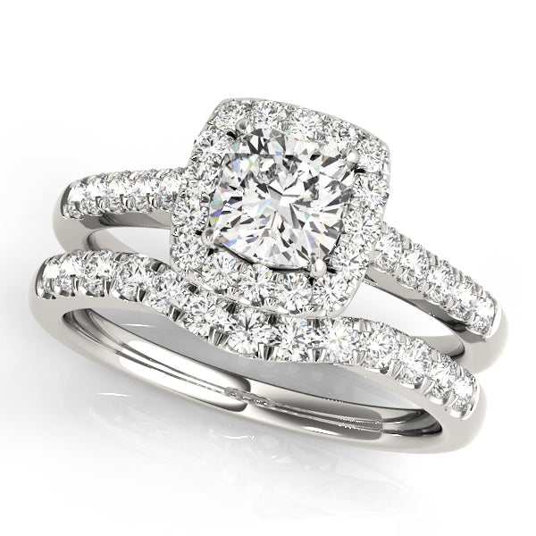 14K White Gold 1.33ctw Diamond Halo Engagement Ring