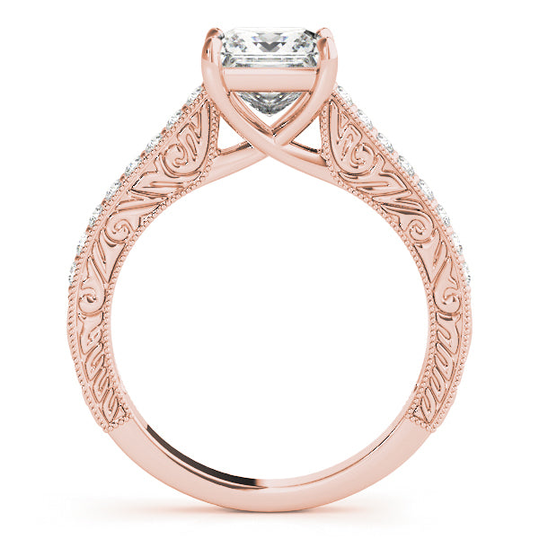 14K Rose Gold Single Row Diamond Engagement Ring