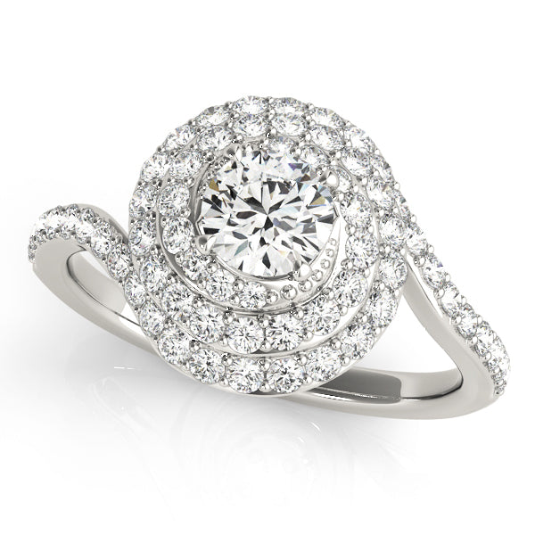 14K White Gold 1 3/4 ct tw Halo Diamond Engagement Ring