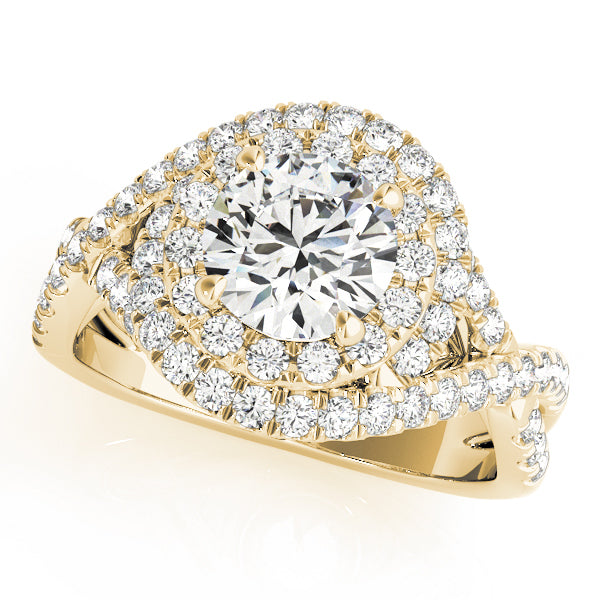 14K Yellow Gold 1 ct Diamond Halo Engagement Ring