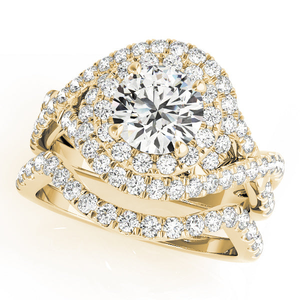 14K Yellow Gold 1 ct Diamond Halo Engagement Ring