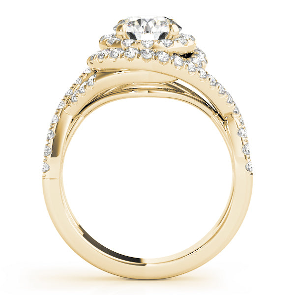 14K Yellow Gold 1 ct Diamond Halo Engagement Ring