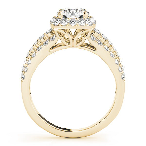 18K Yellow Gold 1 7/8 ct tw Halo Diamond Engagement Ring