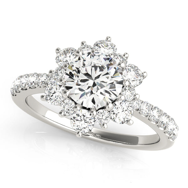 Platinum 1.87 ct Round Diamond Halo Engagement Ring