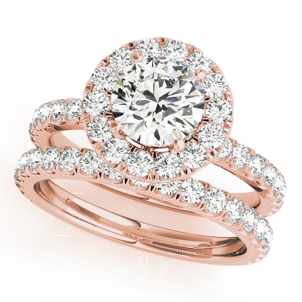 14K Rose Gold 1.5ctw Round Diamond Halo Ring