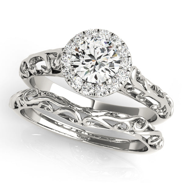 Round Diamond Halo Engagement Ring in Premium Setting