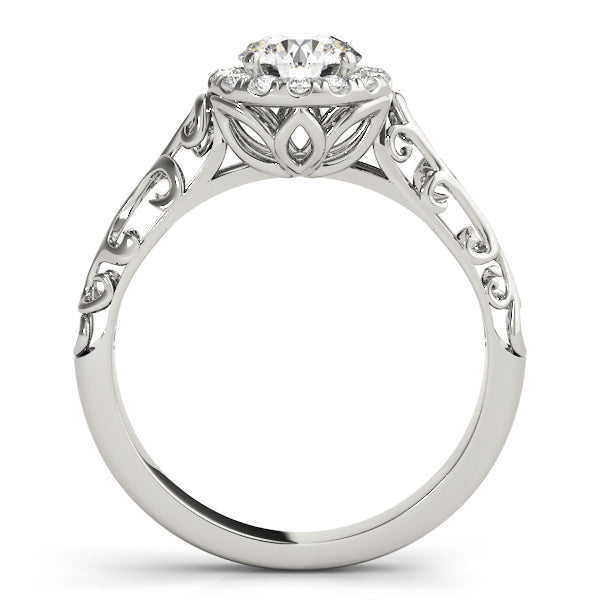 18K White Gold Diamond Halo Engagement Ring 0.5 ct