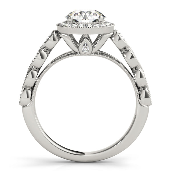 18K White Gold 1.33ctw Round Diamond Halo Ring