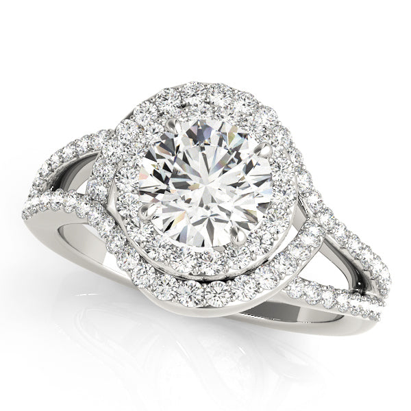 Platinum 1.75 ctw Round Diamond Halo Engagement Ring