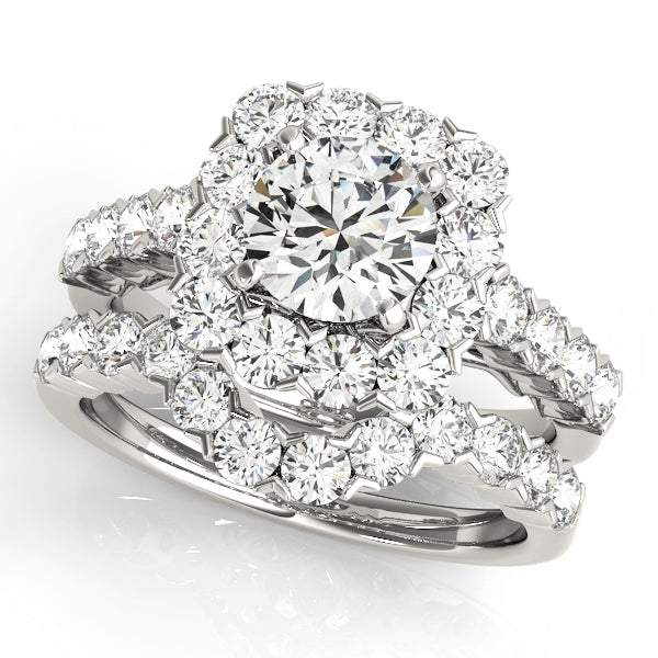 Platinum 2.25 ct Round Diamond Halo Engagement Ring
