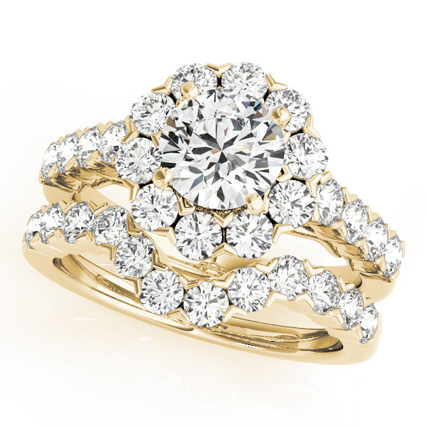 14K Yellow Gold 2 1/6 ct tw Halo Diamond Engagement Ring