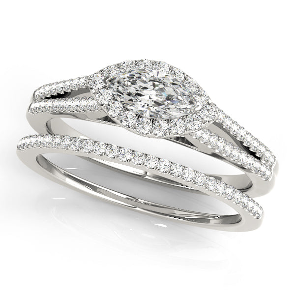 18K White Gold 1.33ctw Marquise Diamond Halo Ring