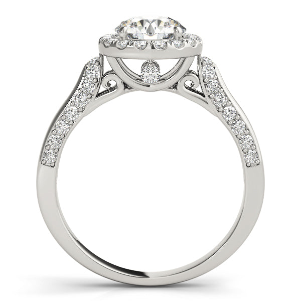 18K White Gold Round Diamond Halo Engagement Ring