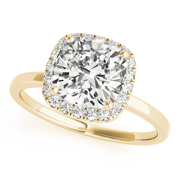 18K Yellow Gold Cushion Diamond Halo Ring