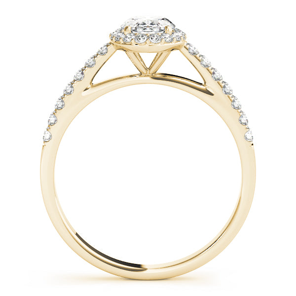 18K Yellow Gold Oval Diamond Halo Engagement Ring