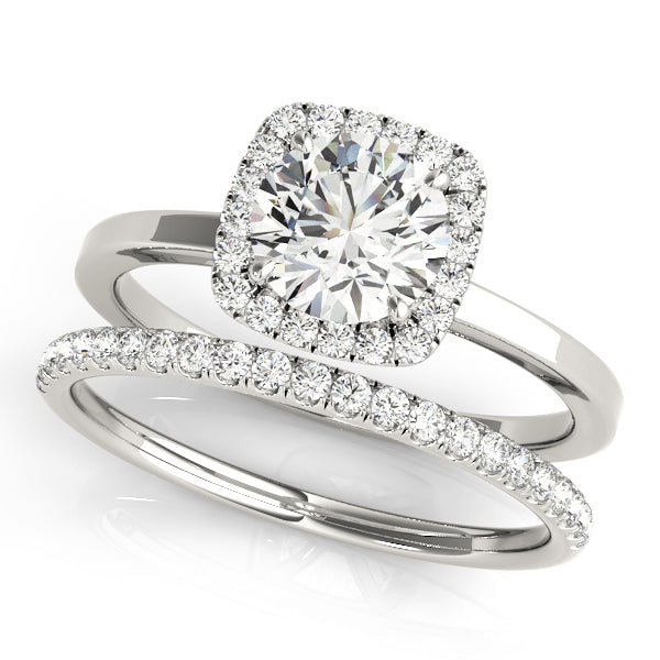 18K White Gold 1 CT Diamond Halo Engagement Ring
