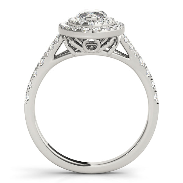 18K White Gold Marquise Diamond Halo Ring