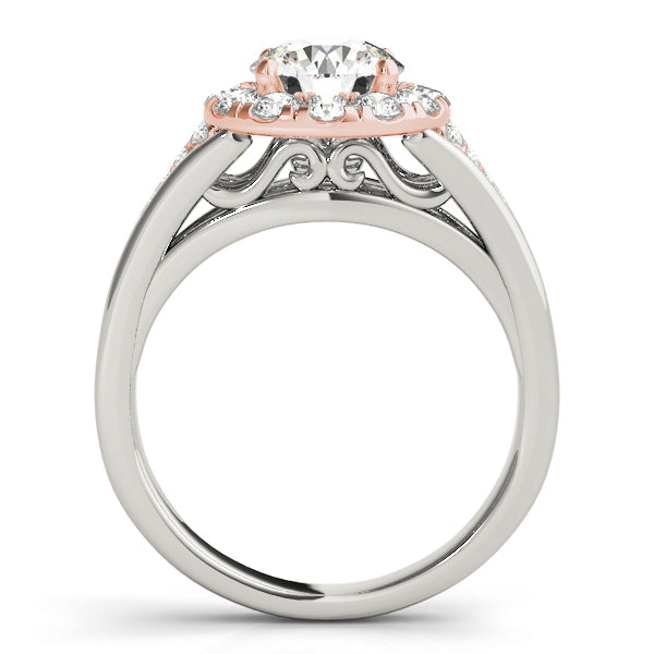 14K Rose Gold 1 CT Diamond Halo Engagement Ring