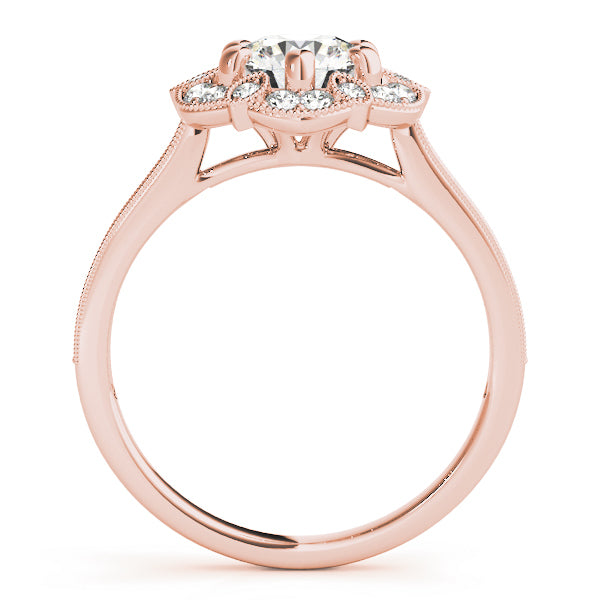 18K Rose Gold 1 CT Diamond Halo Engagement Ring