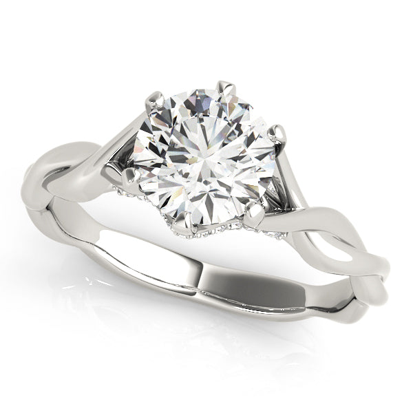 14K White Gold 1 CT Round Diamond Engagement Ring