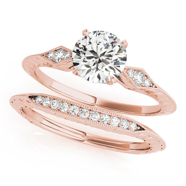 18K Rose Gold 5/8 ct tw Vintage Diamond Engagement Ring