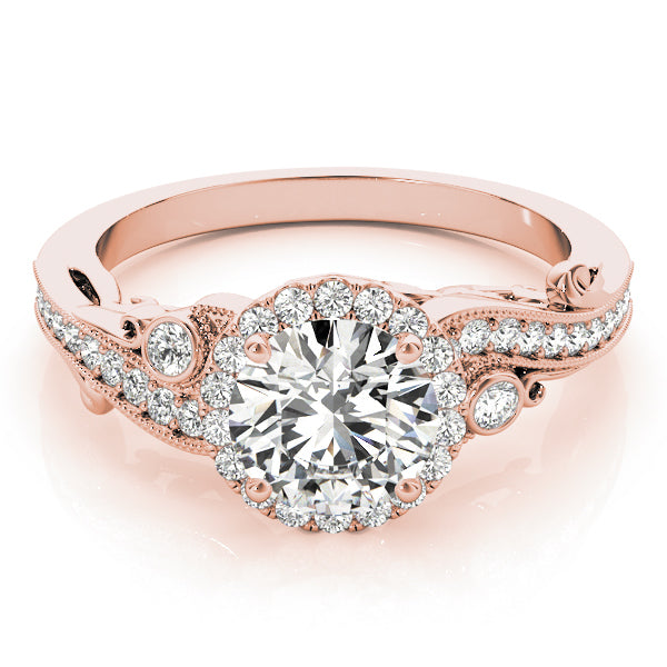14K Rose Gold 1 1/3 ct tw Halo Diamond Engagement Ring