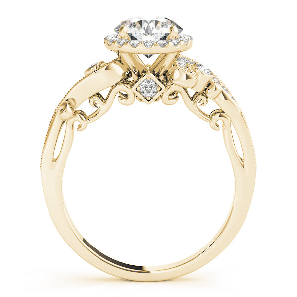 14K Yellow Gold 1 1/3 ct tw Halo Diamond Engagement Ring