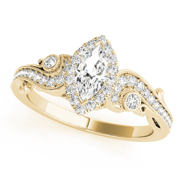 18K Yellow Gold Marquise Diamond Halo Ring