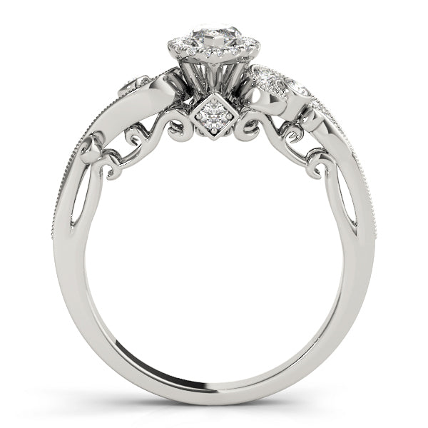14K White Gold 1.33ctw Marquise Diamond Halo Ring