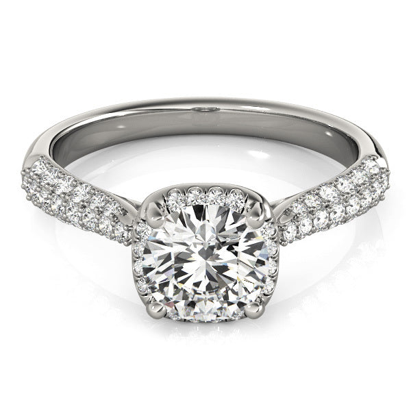 14K White Gold 1.33ctw Diamond Halo Engagement Ring