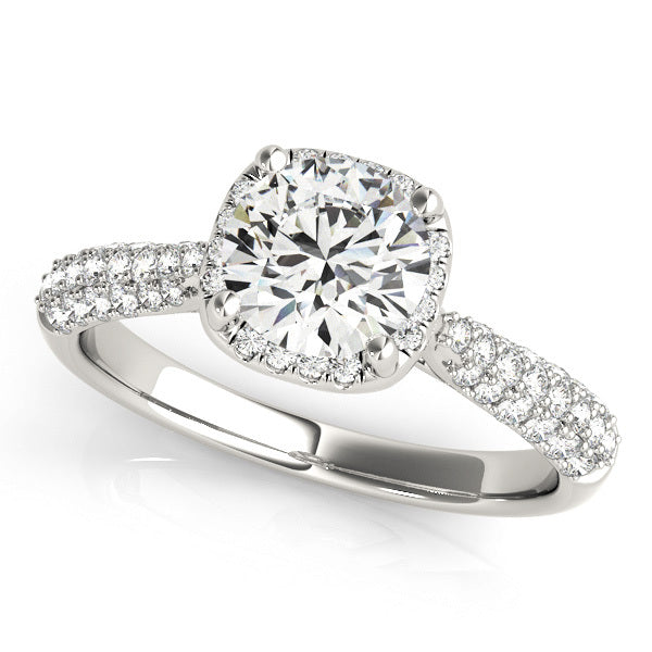 14K White Gold 1.33ctw Diamond Halo Engagement Ring