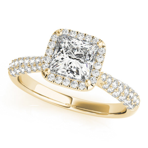 18K Yellow Gold Diamond Halo Engagement Ring