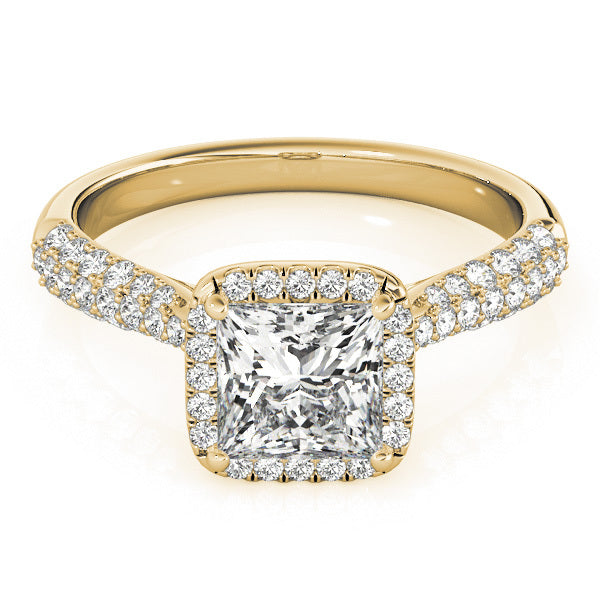 14K Yellow Gold Diamond Halo Engagement Ring