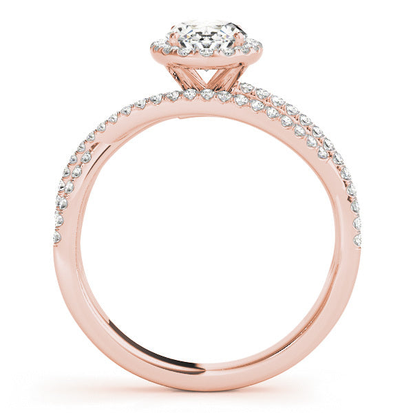 14K Rose Gold Round Diamond Halo Ring