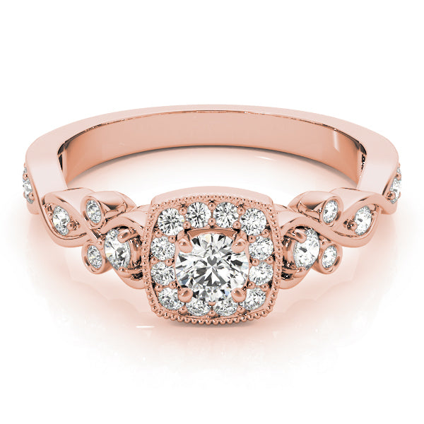 14K Rose Gold 1.5ctw Round Diamond Halo Ring