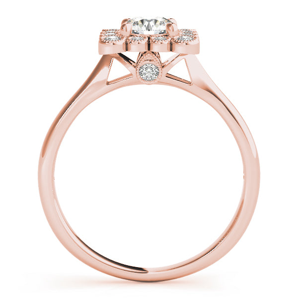 18K Rose Gold 1 CT Diamond Halo Engagement Ring