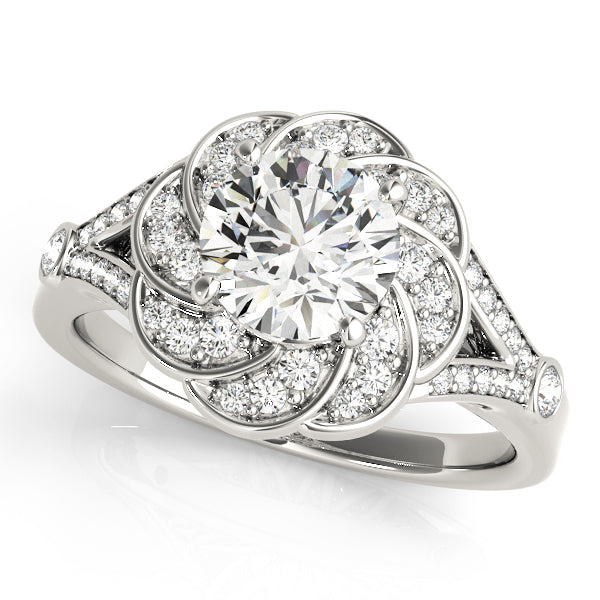 Platinum 1.25 ctw Round Diamond Halo Engagement Ring