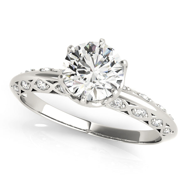 Platinum 1 CT Vintage Round Diamond Engagement Ring