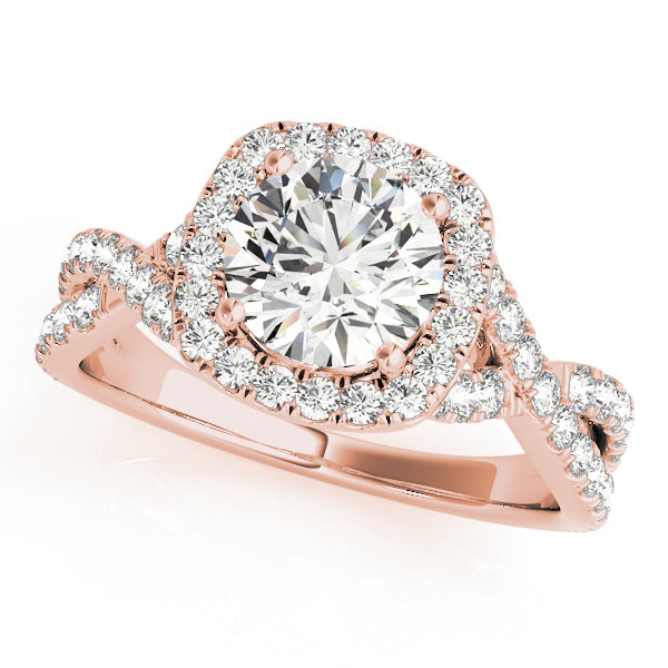 14K Rose Gold 1.5ctw Round Diamond Halo Engagement Ring