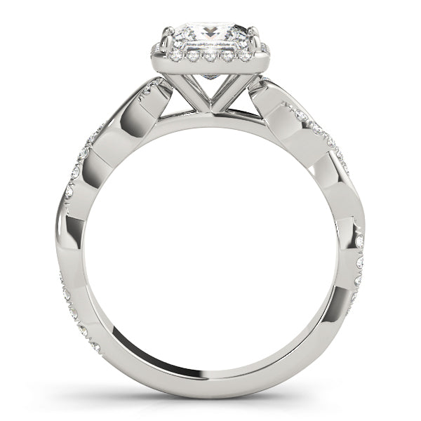 Platinum Diamond Halo Engagement Ring 1/2 CT