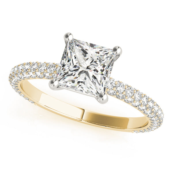 18K Yellow Gold 1 ct Diamond Pave Engagement Ring