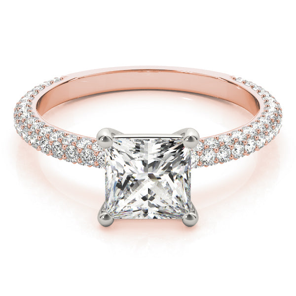 14K Rose Gold 1 ct tw Pave Diamond Engagement Ring