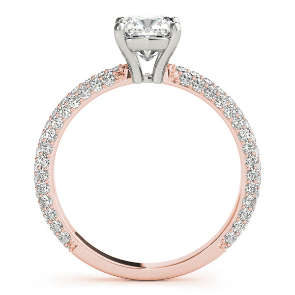 18K Rose Gold Cushion Diamond Pave Engagement Ring